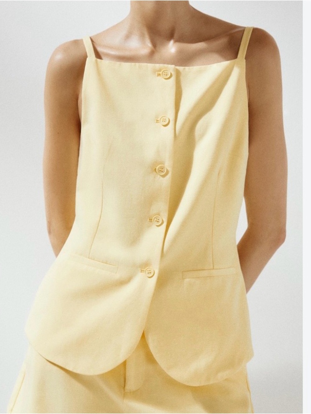 Zara yellow button front vest top